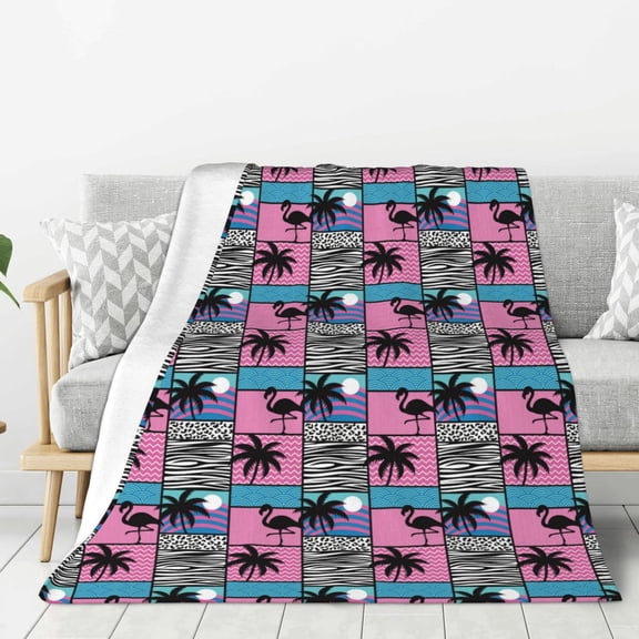 Fuzoiu Hawaii Palms Print Flannel Throw Blanket,Light Weight Warm Decorative,Throw Blanket Cover for Sofa, Couch, Bedroom,Travel-40"x30"
