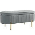 thumbnail image 1 of HOMCOM Upholstered Bedroom Bench, Channel Tufted Ottoman Bench, Grey, 1 of 10