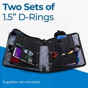 Case-it The Dual 2-in-1 Zipper Binder-Two 1.5 inch D-Rings-Pen Pouch and Shoulder Strap -600 Sheet Capacity-Black Dual-121-a