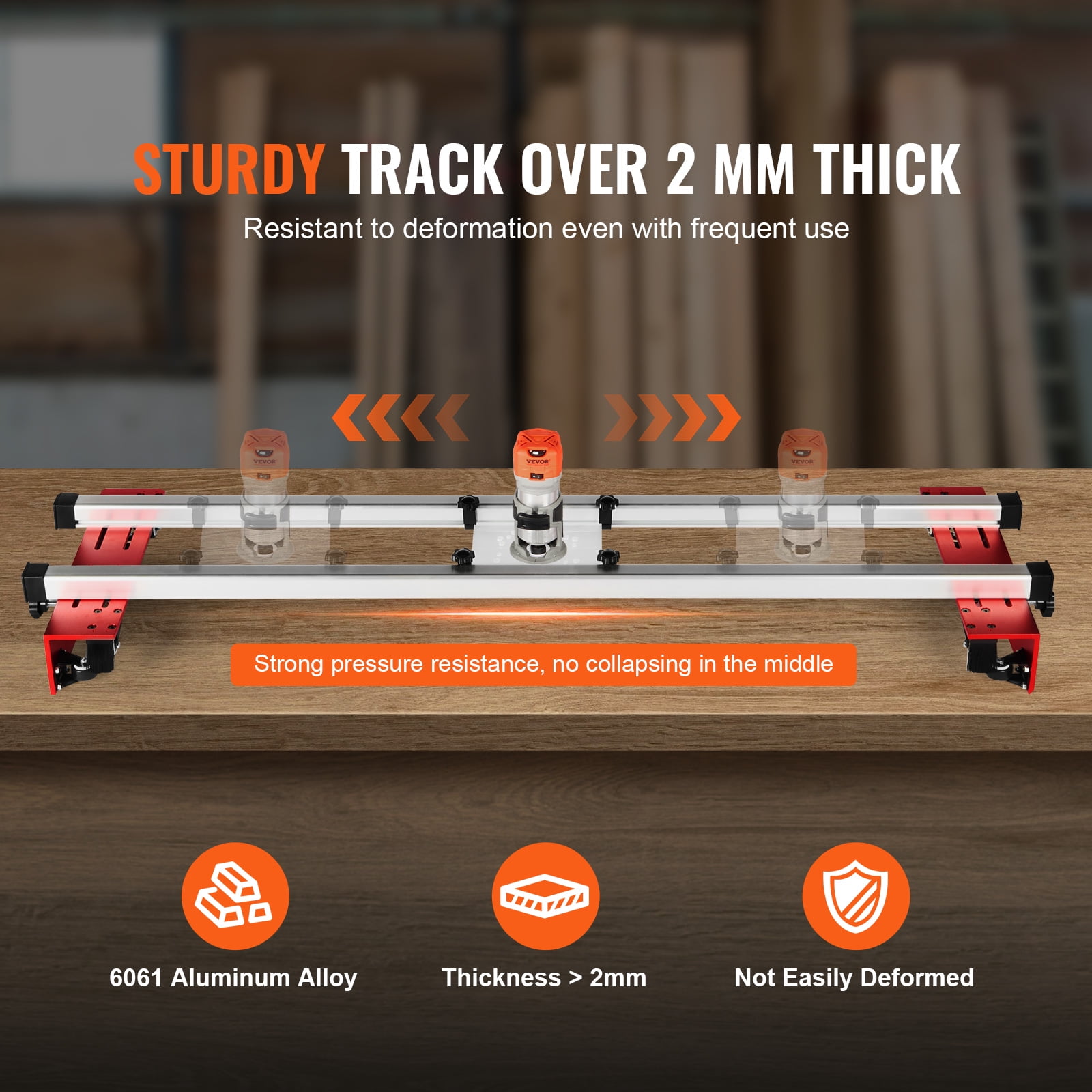 KFFKFF Router Sled, 64 inches, Movable and Modifiable Slab Smoothing Jig DIY Carpentry Router Sled for Leveling Slabs for Wood Smoothing, Domestic DIY