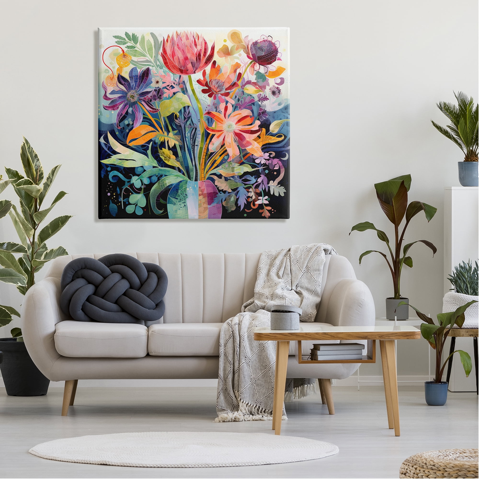 Stupell Industries Busy Modern Florals Botanical & Floral Painting Gallery Wrapped Canvas Art Print Wall Art, 36 x 36