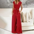 thumbnail image 2 of Two Piece Lounge Set Dressy Clothing Sets Lace-Up Crop Top with Wide Leg Pant Casual 2 Piece Outfits, 2 of 9