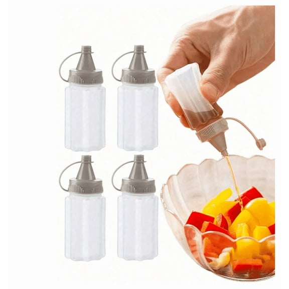 4pcs Portable Seasoning Squeeze Bottle, Mini Translucent Sauce Bottle For Outdoor Camping