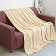 thumbnail image 2 of Dienrx Beige Solid Fleece Throw Blanket 70*100Cm - Lightweight Plush Cover | Portable Blanket for Sofa, Couch, Travel, Adults, 2 of 9