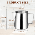 thumbnail image 2 of 12Oz Milk Frothing Pitcher Cappuccino Espresso Machine Accessories with Latte Pen Clear Scale for Home, Bar & Cafes, 2 of 5