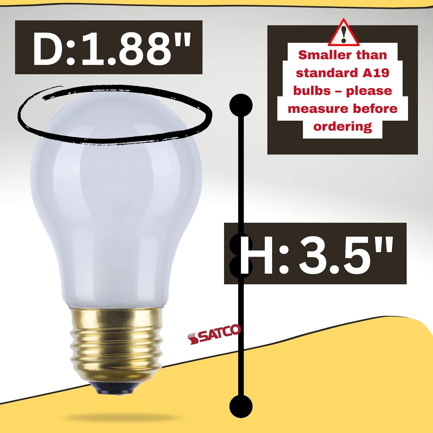 Satco S9068 LED A15 Light Bulbs 5.5W 120V 5000K E17 Intermediate Base Dimmable (6 Pack)