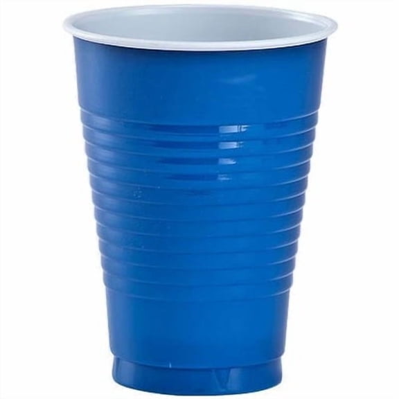 EcoQuality 12oz Blue Plastic Cup - Disposable Clear Plastic Cups - Eco-friendly Cold Cups for Home, Office, Events, Wedding, Parties (120)