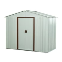 Roninkier 6x5 ft Outdoor Metal Storage Shed with Hooks， Galvanized Iron Frame Tool Shed for Lawn，White
