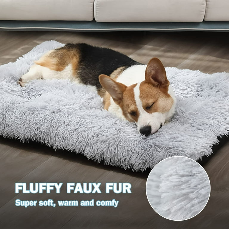 Washable Dog Bed Deluxe Plush Dog Crate Beds Fulffy Comfy Kennel Pad  Anti-Slip Pet Sleeping Mat for Large, Jumbo, Medium, Small Dogs Breeds, 35  x