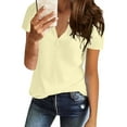 thumbnail image 2 of LYXSSBYX Short Sleeve Womens Tops Hot Sale Summer Womens Solid Color Tops V-Neck Short Sleeve Casual Loose T- Blouse, 2 of 5