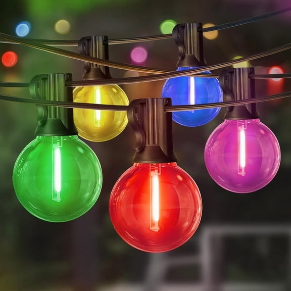 LED Outdoor String Light, 26Feet Patio Lights with 12 1 Edison Shatterproof Bulbs(1Spare), UL Waterproof Outside Lights connectable Dimmable for Backyard Porch Decor,Multicolor