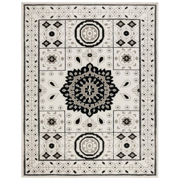 SAFAVIEH Kenya Elizabeth Geometric Area Rug, Ivory/Grey, 8' x 10'
