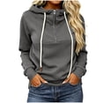 thumbnail image 2 of IUYRTFE Women's Zip Up Hooded Sweatshirt Long Sleeve Casual Sporty Jacket with Pockets, 2 of 7
