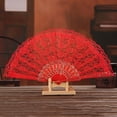 thumbnail image 3 of Koszal Folding Fan Perspective Handcrafted Plastic Frame Elegant Lace Handheld Fan for Outdoor, 3 of 7