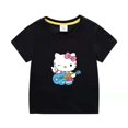 thumbnail image 3 of Camiseta de manga corta de algodón para niños de Hello Kitty, camisa de fondo para niños y niñas, ropa superior blanca de media manga de verano para bebés, 3 of 5