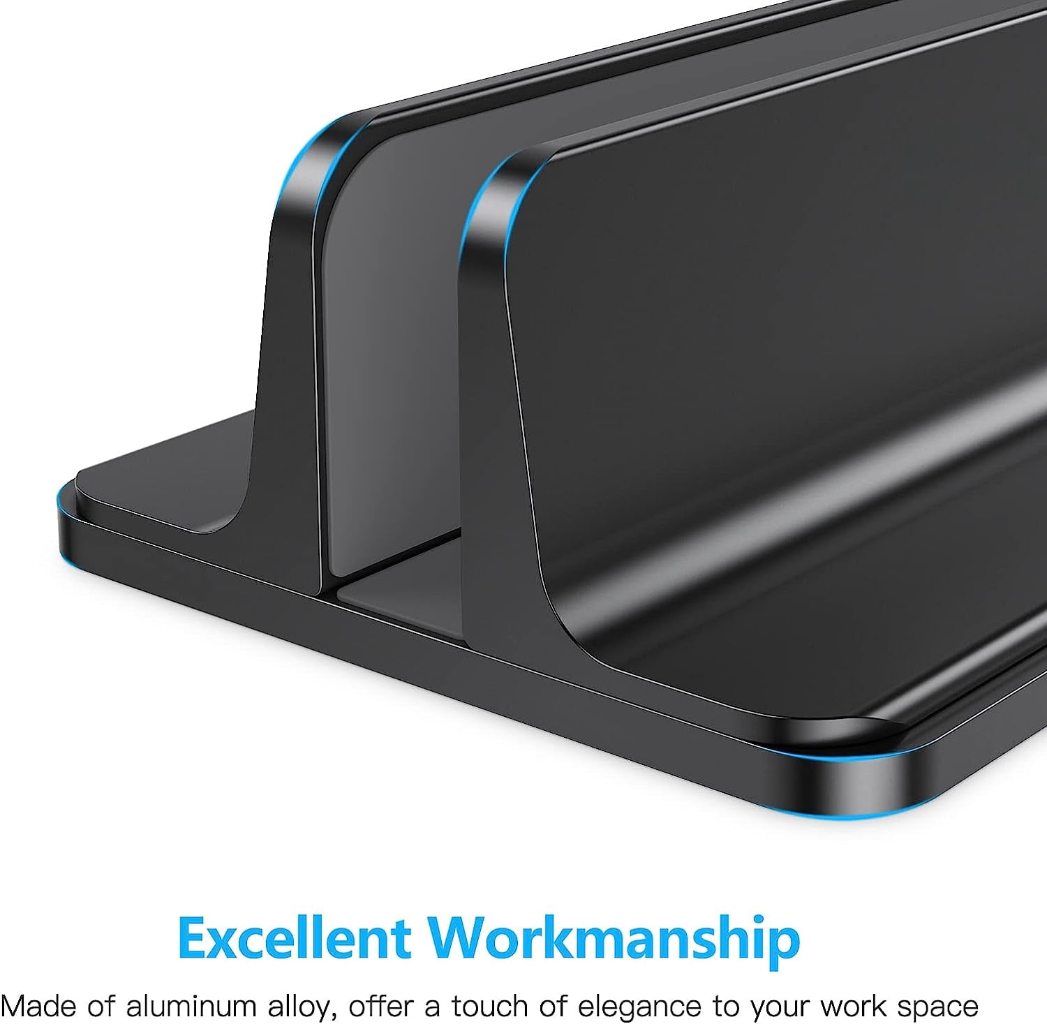 Vertical Laptop Stand Holder, Desktop Aluminum Stand for MacBook with Adjustable Dock Size, Fits All MacBook, Surface, Chromebook and Gaming Laptops (Up to 17.3 inches), Black