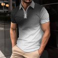 thumbnail image 7 of Afuyipoi Men's Printed Zip Shirt,Casual Button-Down Collar Short Sleeve Stretch T-Shirts Gray 2XL, 7 of 7