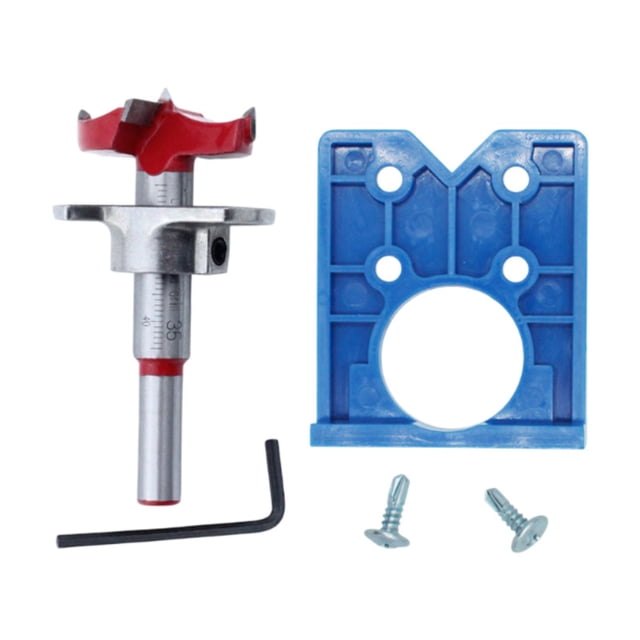 Plantilla de bisagra Kits de plantillas de bisagras ocultas Herramienta auxiliar para carpintería Abridor de orificios de bisagra de 35 mm Localizador rojo