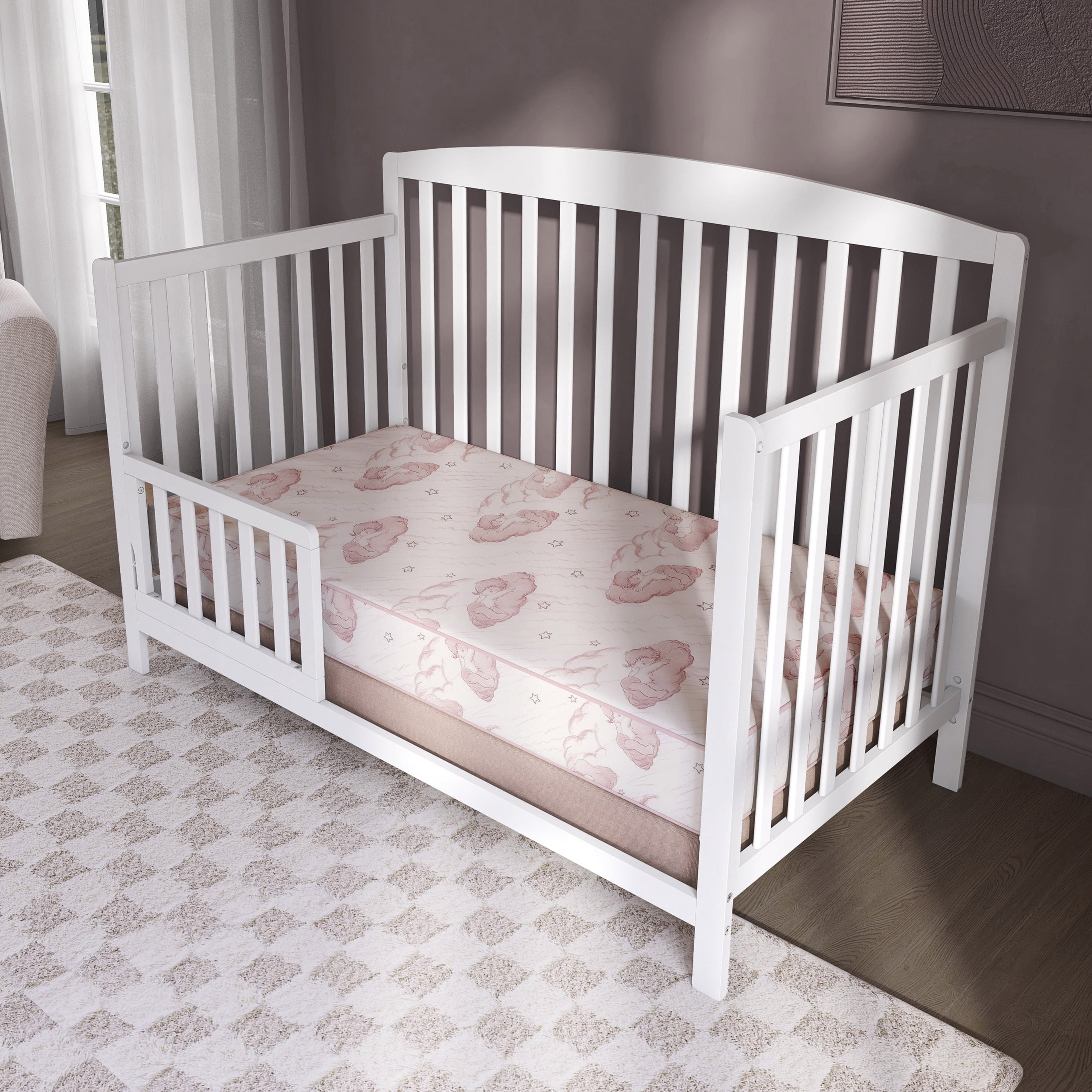Twilight 80 Coil Spring Crib and Toddler Bed Mattress, Wave Pink, 5"