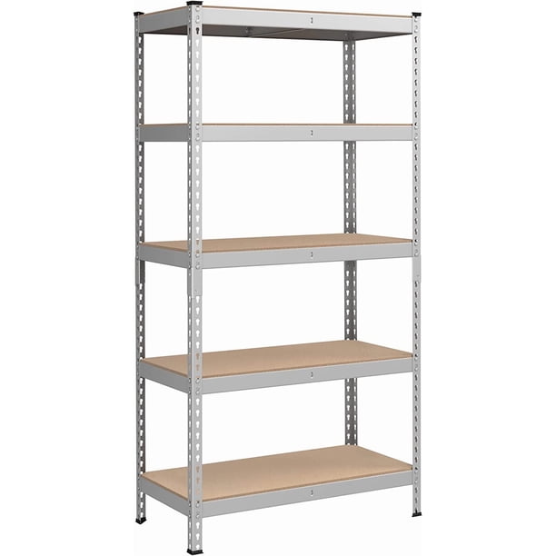 Estantería de Almacenamiento de 5 Niveles, Montaje sin Tornillos, Estantes Ajustables, 45 x 90 x 180 cm, Marrón Rústico y Negro MGLR450BZ02.
