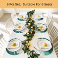 thumbnail image 5 of Aqua White Marble Round 13 Inch Placemats Set of 6, Nature Marble Crack Yellow Lines Art HeatResistant Non Slip Place Mats for Dining Table, Wipeable Braided Kitchen Table Mats for Housewarming, 5 of 9