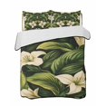 thumbnail image 2 of White Lily Flower Full Size Down Alternative Comforter, Lightweight Comforter Quilt Bedding Set with Pillow Shams Tropical Bloom Floral Green Leaf All Seasons Bed Comforter Duvet Insert 78"x90", 2 of 7