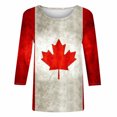 thumbnail image 4 of Brnmxoke T-Shirts Col Rond Fête du Canada Drapeau Manches 3/4 Blouse Feuilles d'Érable Imprimées Hauts d'Été Décontractés Élégants Fierté du Canada Basiques Rouges,TG, 4 of 4