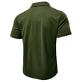 thumbnail image 5 of Yifymode Men's Classic Fit Short Sleeve Polo Shirt, Plaid Trim Collar Pocket Business Casual Top Army Green L, 5 of 7
