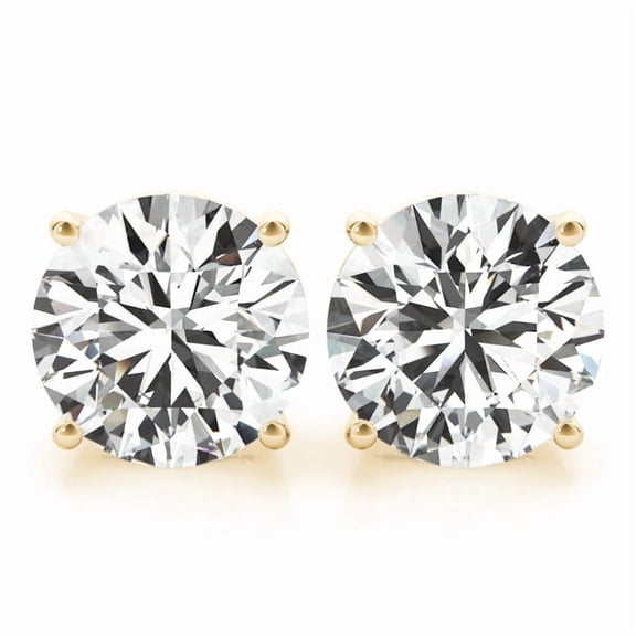 0.75CT Lab Grown Diamond Stud Earrings 14K Yellow Gold Screw Back Jewelry