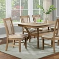 thumbnail image 2 of Transitional Natural Tone Beige 7pc Set Dining Room Table w Shelf 6x Side Chairs Dining Fabric Padded Chairs Two Tone Design, 2 of 8