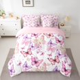thumbnail image 2 of Homewish Flying Butterflies 7pcs Bedding Comforter Set For Teens Boys Girls,Chic Flowers Queen Bedding Sets Super Cozy,Dreamy Princess Queen Sheet Sets,Ultra Soft Home Decor,Reversible, 2 of 8