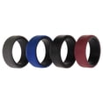 thumbnail image 1 of Juego de anillos de boda de silicona de 2 capas biselados de 8 mm - Burdeos por ROQ para hombres - Anillo de 4 x 7 mm, 1 of 1