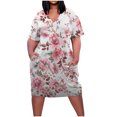 thumbnail image 2 of Viikei Summer Dresses Clearance,Women's Fit and Flare Short Sleeve Dress,Plus Size Dress for Women V Neck Summer Printing Sundresses Knee Short Sleeve with Pockets Multicolor L, 2 of 5