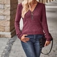 thumbnail image 7 of XuJwPNcy Womens Sweaters Hoodies Long Sleeve Half Zip Pullover Sweaters V Neck Ribbed Knit Tops, 7 of 7
