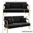 thumbnail image 5 of Yaheetech 56.5" W Upholstered Sofa Couch with Gold Tone Metal Arms and Legs, Black, 5 of 6
