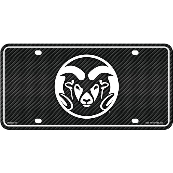 Colorado State NCAA Rams 12x6 Carbon Fiber Design Metal License Plate Auto Tag