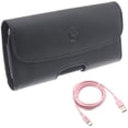 thumbnail image 1 of 6ft USB-C Cable w Case Belt Clip for Samsung Galaxy S20 Fan Edition - Pink Charger Cord Power Wire, Leather Holster Cover Loops fits Galaxy S20 FE (Fan Edition), 1 of 9