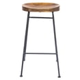 thumbnail image 2 of Benzara Inc Mango Wood Saddle Seat Bar Stool With Iron Rod Legs, Brown and Black, 2 of 2