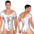 thumbnail image 3 of Body de una pieza para hombre, lencería brillante de charol, mono de manga larga, Monokini ceñido al cuerpo, leotardo gimnástico, Ropa de baile, 3 of 5