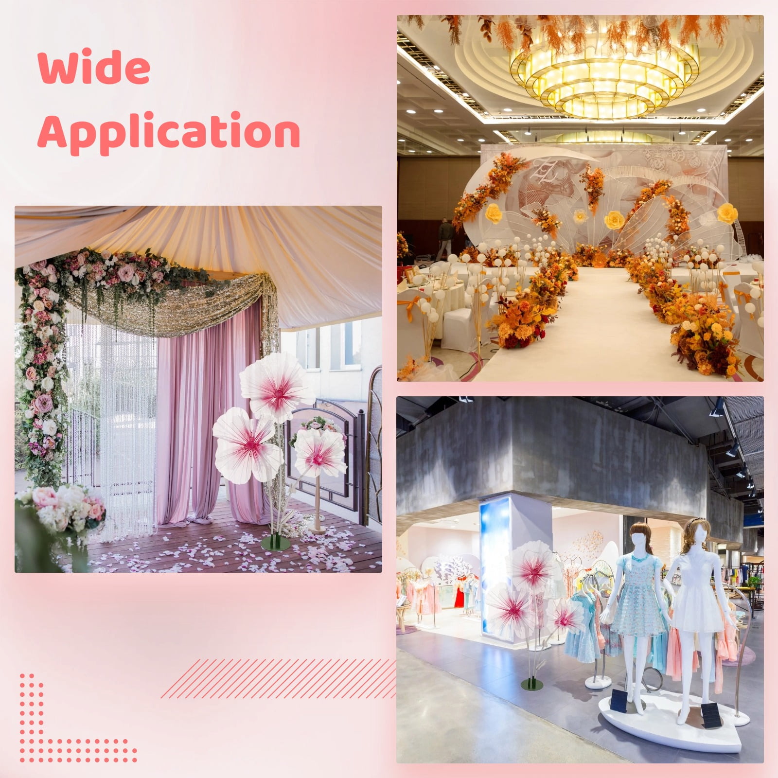 Wedding Decorations for Reception, Giant Floor Standing Flowers, Huge Artificial Silk Flowers, Large Photo Prop for Wedding Party Backdrop Decoration