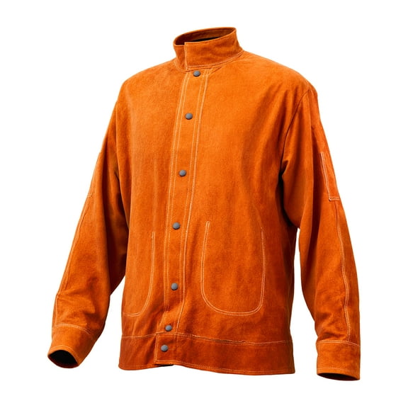 VEVOR Leather Welding Jacket, Heavy Duty Cowhide Flame Resistant Welding Coat, Waterproof Heat-Resistant Safety Jacket with 4 Pockets & Adjustable Cuffs for Welders Steelworks - XXL Size