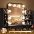 thumbnail image 3 of Pipleo 31" W Makeup Vanity Desk with Mirror and Lights, Small Vanity Table with 8 Storage Shelves, Big Drawer and 3 Lighting Colors, Bedroom Vanity for Girls, 3 of 9