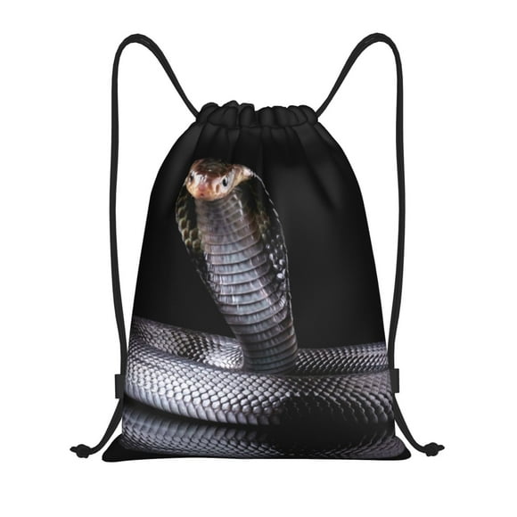 Fotbe Black Cobra Snake Pattern Drawstring Backpack, Gym Bag, Lightweight Backpack, Water-Resistant Bag Travel Sports Backpack, Fitness Bag, Yoga Bag-Medium