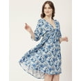 thumbnail image 3 of Moomaya Printed Quarter Sleeves Short Dress, Knee Length Flared Hem Summer Dress, 3 of 8