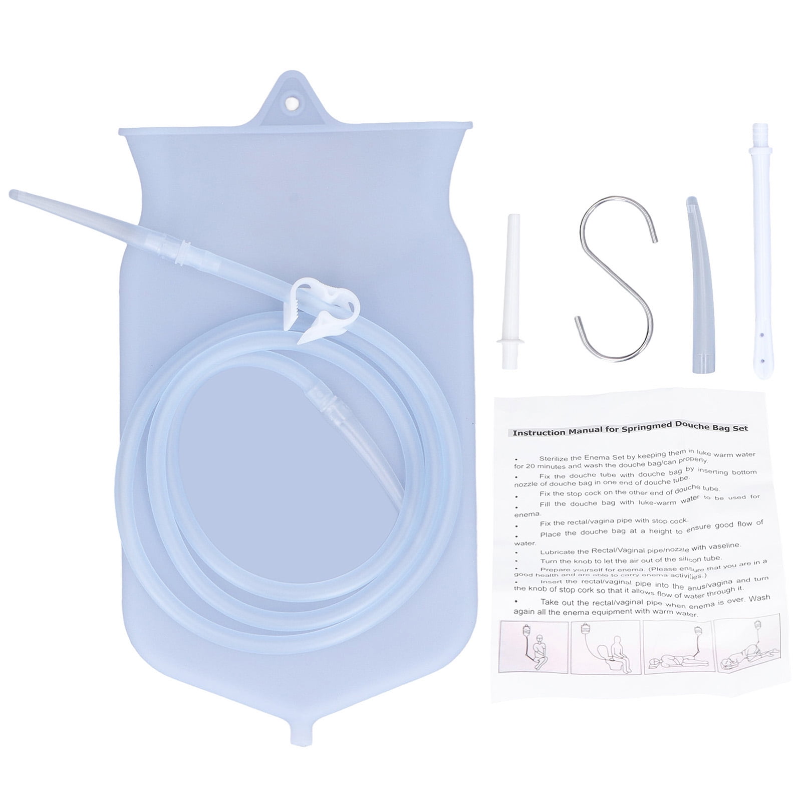 Crtynell Silicone Enema Bag Kit Enema Set 2L Silicone Bag For Coffee