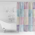 thumbnail image 4 of Extra Long Shower Curtain 72x96 Inch, Colorful Plaid Shower Curtain Waterproof Bathroom Decor Geometric Gingham Lattice Patchwork Fabric Bath Curtain Set Accessories with Hooks, 4 of 6