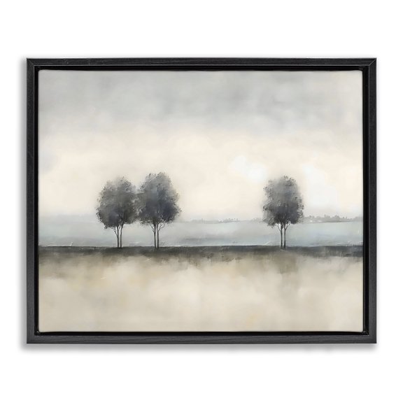 Stupell Industries Muted Trees Horizon Black Framed Floater Canvas Wall Art, design by Riley B