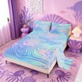 thumbnail image 2 of meiyoeat Blue Swirl Background Bed Sheets,Iridescent Abstract Print Full Size Sheets For Girl,4pcs,1 Flat Sheet,1 Fitted Sheet and 2 Pillowcases, 2 of 6