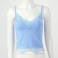 thumbnail image 5 of Alvivi Women's Lace Crop Top Y2k Cropped Tees Cami Ribbed Knitted Tank Tops Blue L, 5 of 7
