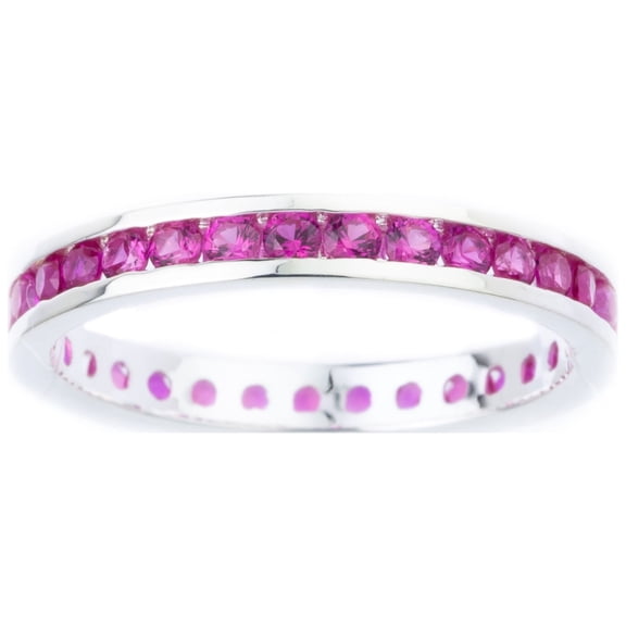 Channel-set Genuine Ruby July Birthstone ring in Sterling Silver